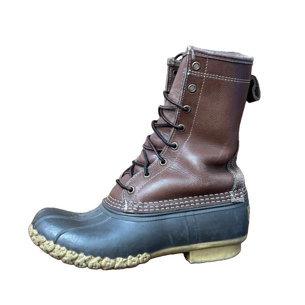 L.L. Bean Women's Size 8 10" Lined Brown Leather Duck Boots Winter